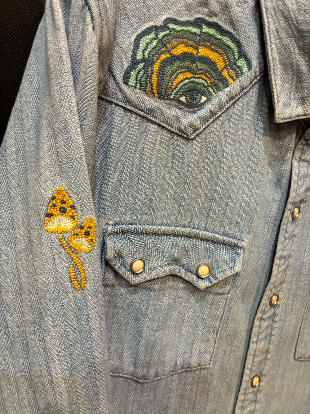 Howler Bros x Ft. Lonesome - Dust up Denim Fungi Mutation  NEW - MEDIUM- NWT - Picture 6 of 15